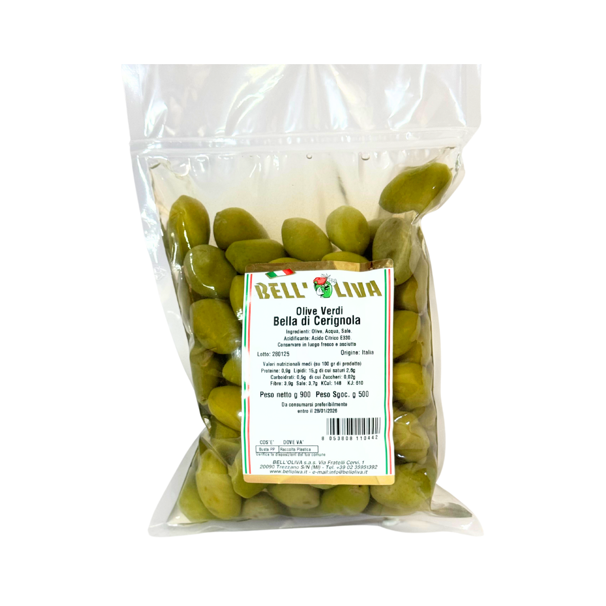 Măsline verzi Bella di Cerignola, 500g