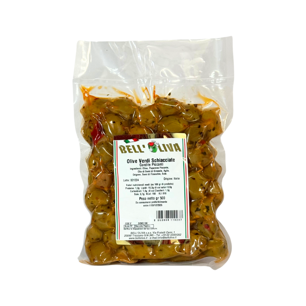 Măsline verzi picante, 500g